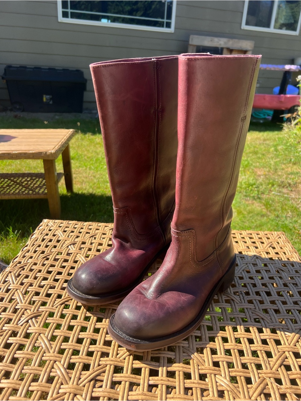Women's Tall Leather wide calf Boots in Burgundy
